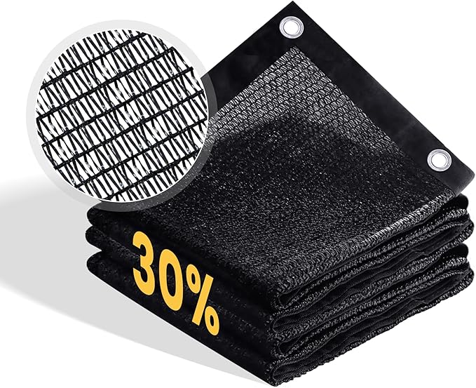 VICLLAX 30% Shade Cloth, 8x9FT Durable Black Mesh Trap with Every 3 FT Grommet, Sun Shade Fabric Netting for for Plants Cover, Greenhouse, Chicken Coop, Barn Kennel, Garden Patio