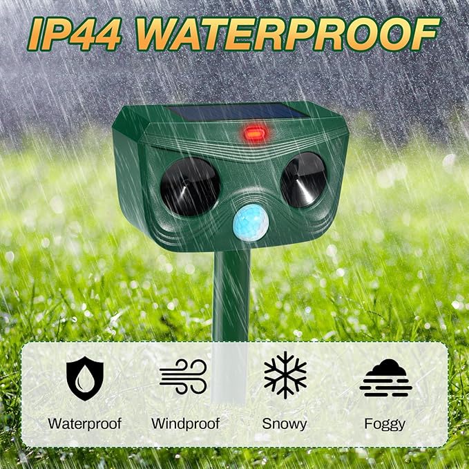 2 Pack Ultrasonic Animal Repellent Outdoor Cat Repellent Outdoor Deer Repllent Devices Animal Deer Deterrent Scare Squirrel, Raccoon, Skunk, Rabbit, Dog with Motion Detector for Yard Garden