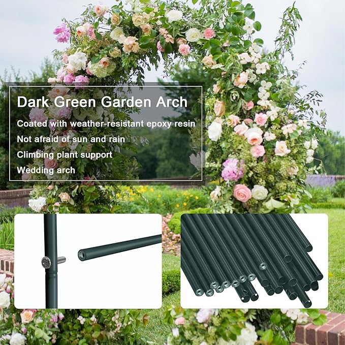 Metal Pergola Arbor, Outdoor Flower Garden Arch Trellis, Steel Garden Arbor for Climbing Plants, Wedding Decoration, 7'8" H x 4'5" W