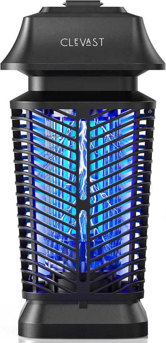 CLEVAST Bug Zapper Outdoor - Electric Mosquito Killer with UV Light, Waterproof Fly Trap for Patio, Yard, Garden, Indoor Use, Black Insect Zapper Lamp - Modern