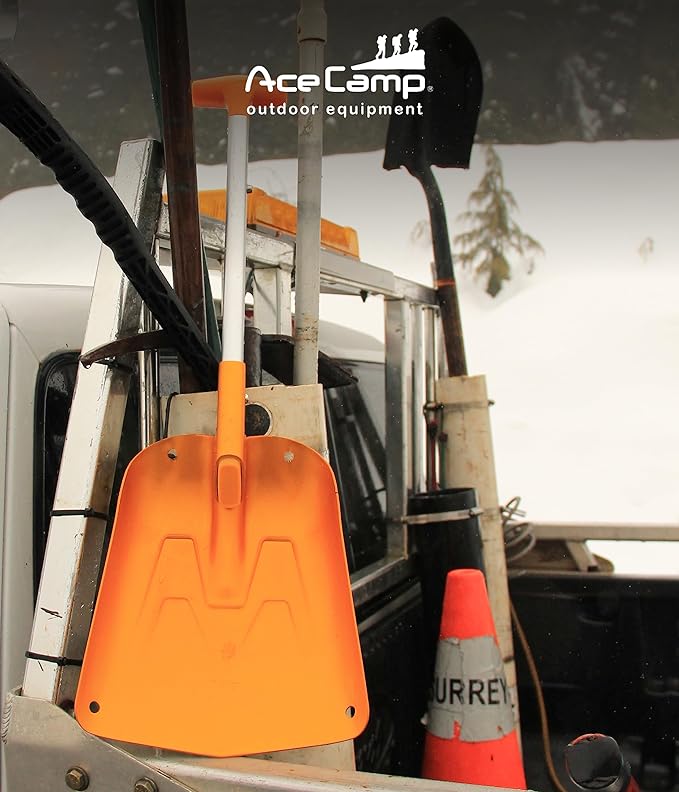 AceCamp Lightweight Collapsible Snow Shovel, Portable Adjustable Aluminum Emergency Shovel, Foldable Telescopic Winter Shovel for Car, Camping, Home