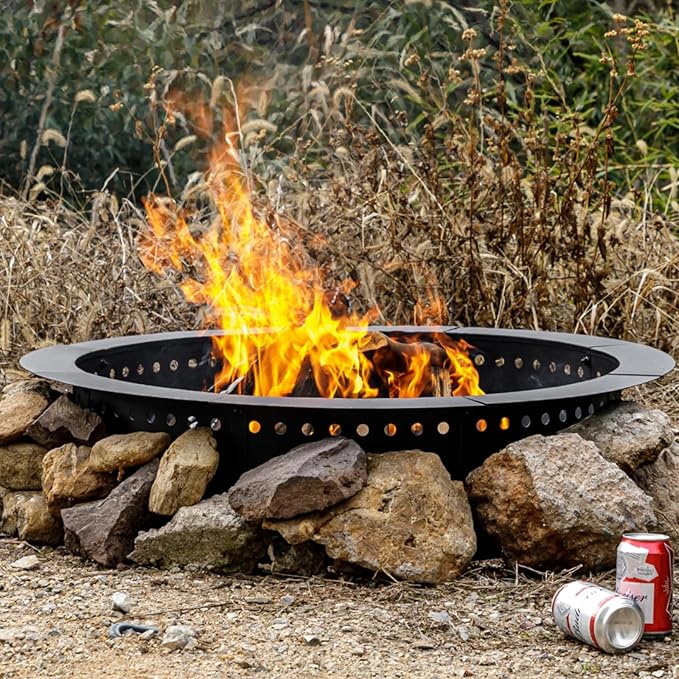 42 inch Fire Ring, Large Round Firepit Insert,Fire Pit Ring for Camping, Wood Burning Fire Pit for Yard,Garden,Outdoor Fireplace, DIY Fire Rings for Outside