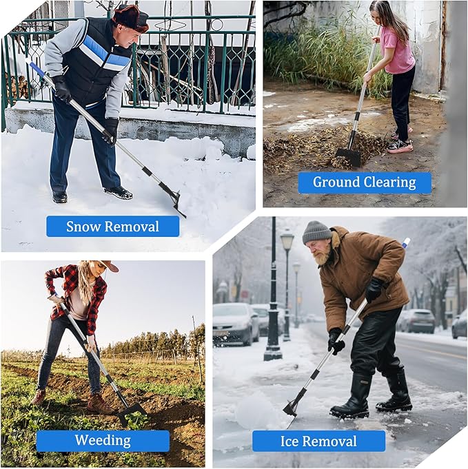 Garden Flat Shovel,Heavy Duty Weeding Tools Gardening,57 Inch Multifunctional Garden Cleaning Shovels, Floor Scrapers Long Handle,Metal Weeding Scraper for Lawn Edging, Ice Scraper, Snow Shovel