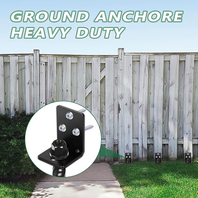 24" Heavy Duty Ground Anchors Screw in, Set of 4 Mobile Home Anchors, Multi-Purpose Earth Anchors with Brackets and Adapter for Drill, Ideal for Mobile Homes, Storage Sheds and Carports(Black)