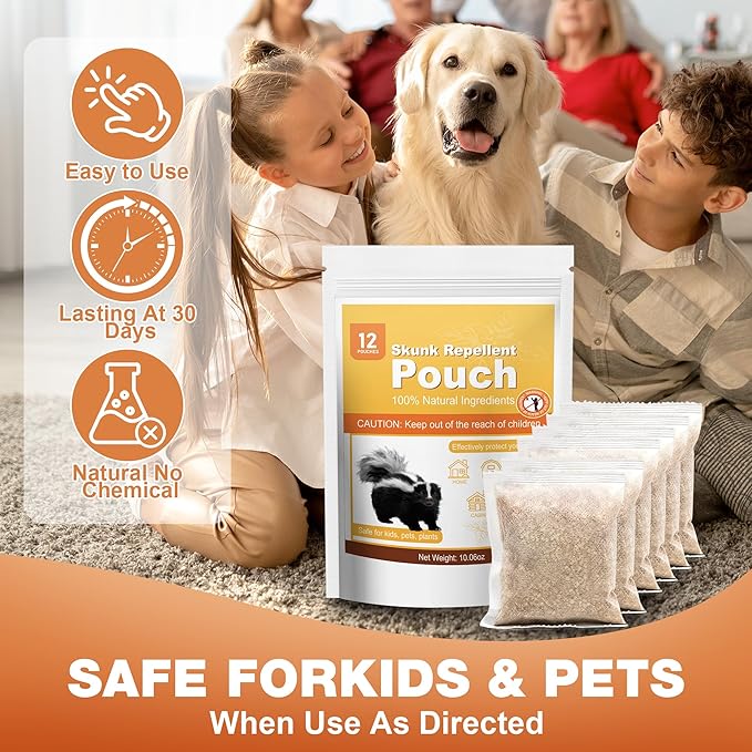 12 Pack Skunk Repellent Outdoor, High-Strengthen Peppermint Skunk Repellent Pouches Humane Drive Away Skunk, Rodent, Squirrel, Mouse, Mole from Yard Garden Lawn, Skunk Deterrent Outdoor