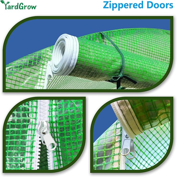 YardGrow Greenhouse Replacement Cover Larger Walk in Outdoor Plant Gardening Greenhouse (Frame Does NOT Included) (Green, 16'x7'x7')