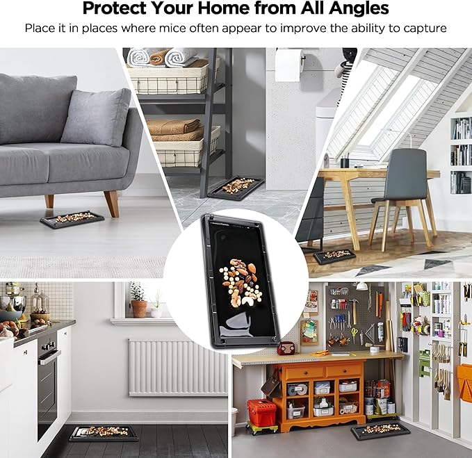 Glue Traps for Mice 12 Pack, Mouse Rat Taps, Extra Strength, Pre-Baited Adhesive Sticky Boards, Heavy Duty Glue Traps for Snake, Lizard, Insect, Safe Home Pest Control