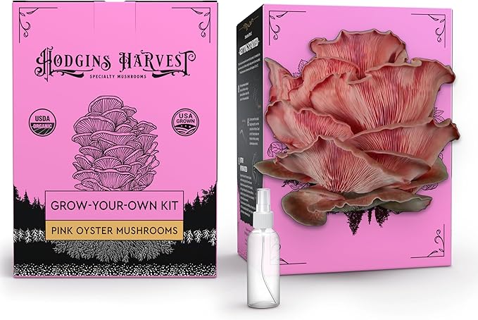 Pink Oyster Mushroom Grow Kit (4lbs) | USDA Certified Organic | Grow Your Own Delicious Gourmet Mushrooms at Home