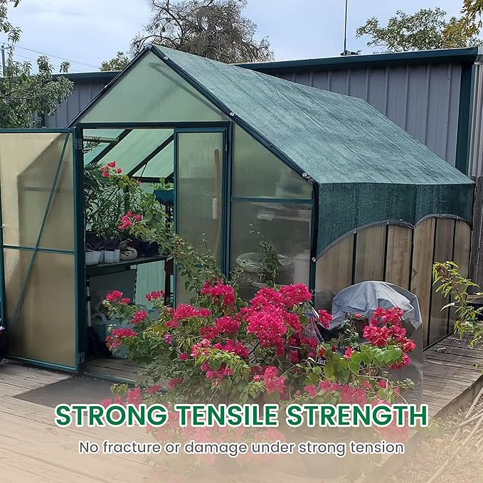 60% 20 X 48 FT Green Shade Cloth, Outdoor Woven Sun Shade with Grommets, Durable Breathable Netting Shading Antifreezing for Patio, Garden, DIY Home, Plants Cover, Greenhouse, Dog Kennel