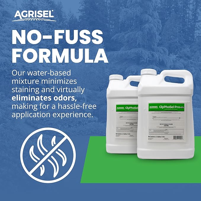 GlyPhoSel Pro Weed Killer, Tackles Hard-to-Kill Weeds, Low-Odor, Easy Mixing, Pet Safe, Includes 3-Pack of Agrisel Protective Gloves, 320 Ounces