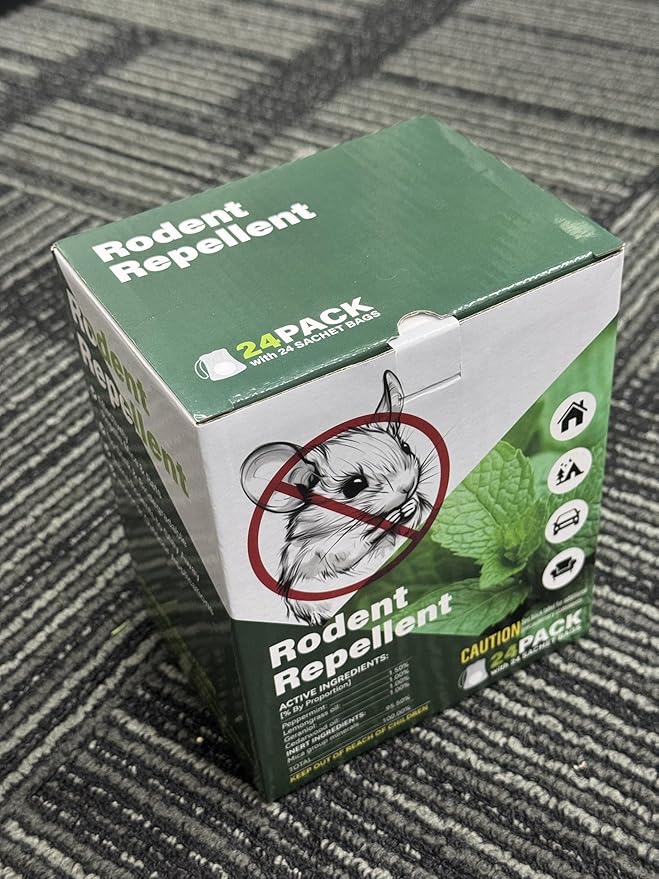24 Pack Peppermint Mouse Repellent, Effective Against Mice, Rats and Pests, Safe for Pets and Families, Indoor and Outdoor Use