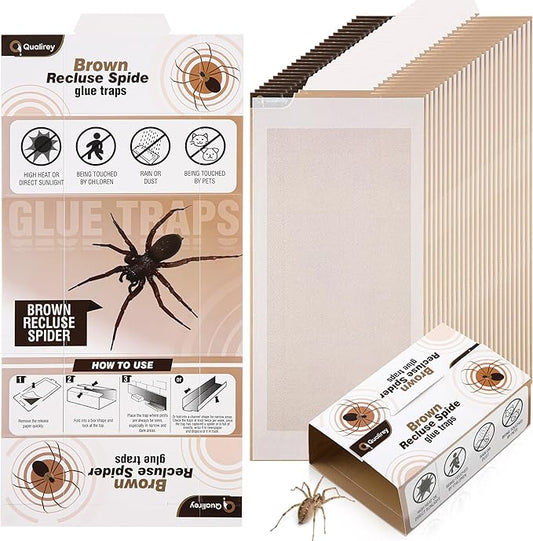 Qualirey 24 Pack Spider Traps Indoor for Brown Recluse Spiders, Extra Sticky Large Insect Glue Boards for Black Widows, Sac, Wolf and Other Crawling Bugs Inside Home