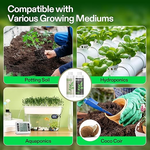 VIVOSUN Liquid Nutrients Base A & B Bundle, Grow Big Hydroponic Fertilizer, Supports Vegetative and Flowering Stages for Outdoor, Indoor Plants, Best Plant Food, Set of 8oz