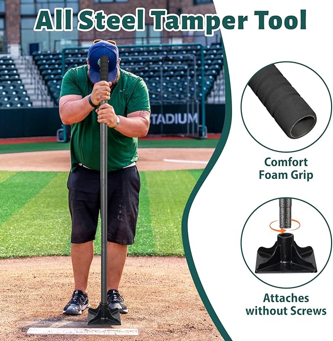 Tamper Tool Heavy Duty 8"x8" Steel Tamper with Adjustable 61 inch Handle Laborsaving Garden Tamper Landscaping Tools for Leveling Soil, Patching, Grading, Paving Stone, Compacting Asphalt