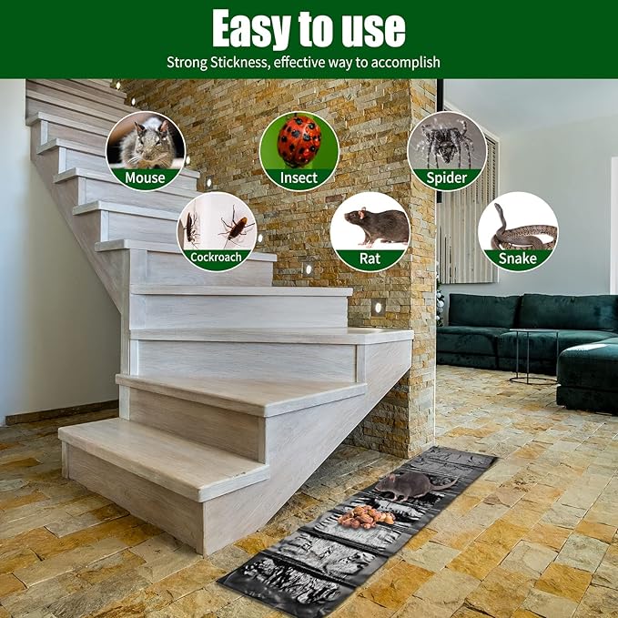 Qualirey 20 Pcs 47 Inch Ultra Large Sticky Mouse Glue Traps Sticky Rat Trap That Work for Rats Roaches Rodents Heavy Duty Pre Baited Mats Indoor Outdoor Catch Pest (Black)