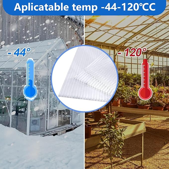 DGSL 6 Pcs Polycarbonate Greenhouse Panels, 4' x 2' x 0.16'' Twin-Wall Panels, Polycarbonate Sheet for All Weather Outdoor Garden and Greenhouse Covering