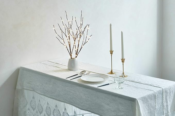 Fudios Lighted Branches 18IN 70 Warm White LED with Timer Twig Lights Battery Operated for Christmas Wedding Party Decoration(2 Set)