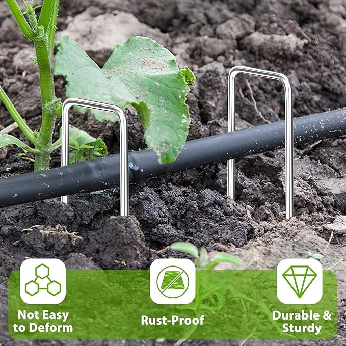Landscape Staples 12 Inch, 25 Pack 8 Gauge Galvanized Garden Staples U-Shaped Landscape Stakes, Heavy Duty Ground Stakes for Outdoor Decorations, Weed Barrier Fabric, Irigation Tubing, Tent