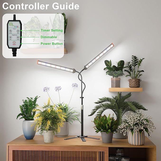 GooingTop Grow Light for Indoor Plants Growing Full Spectrum LED Lamp with Optional Dimming & Timer