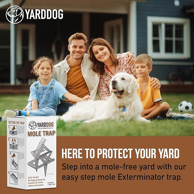 YARDDOG Mole Trap - Step-to-Set Scissor Style, Commercial Grade Durable Steel Ground Exterminator for Lawns, Easy-to-Use & Reusable Design, Silver