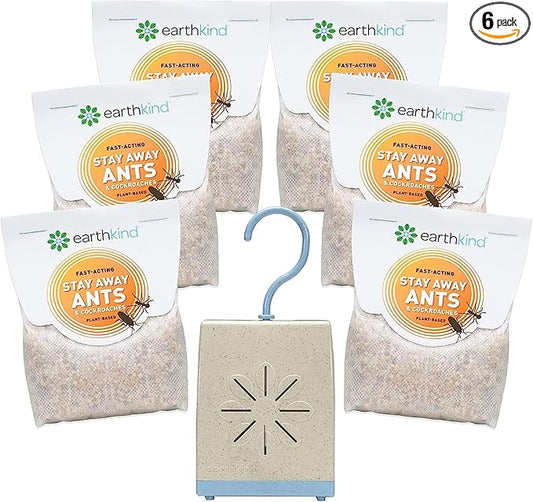 EarthKind Stay Away Ants & Cockroaches Deterrent Pouches - Easy-to-Use, Botanical Pest Control - for Kitchen, Pantry, Countertops & Food Spaces - 6-Pack with Extended Release Pouch Pod