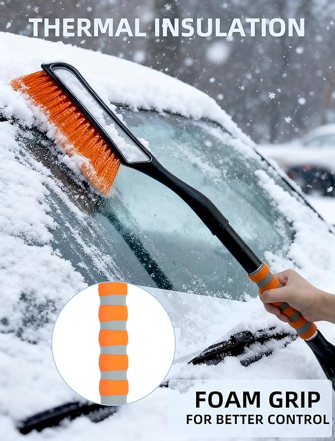 Snow Brush with Ice Scrapers for Car, Detachable & Telescopic Snow Brush and Ice Scraper for Car Windshield Window,Winter Car Accessories with Ergonomic Foam Grip
