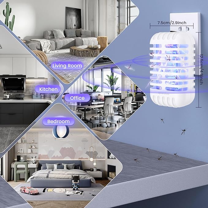 Bug Zapper Indoor Plug in, Fly Zapper Electronic 2 Pack Bug Zapper, Powerful Mosquito Zapper Insect Trap for Camping, Patio, Home, Kitchen