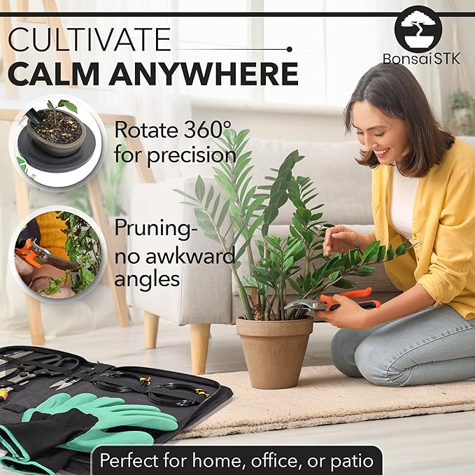 Bonsai Toolkit - Mini Garden Tools, Bonsai Wire Kit, Repotting Mat for Indoor Plants, Bonsai Tools, Succulent Tools, Bonsai Tree Kit Tools for Beginners, Bonsai Turntable, Transplanting Tool