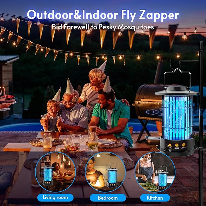 Bug Zapper Indoor - Bug Zapper Fly Zapper with Extra Bulb 4200V Mosquito Zapper Outdoor Mosquito Killer Fly Traps Insect Killer for Home Patio Camping, Plug-in with 4.92 Ft Cord
