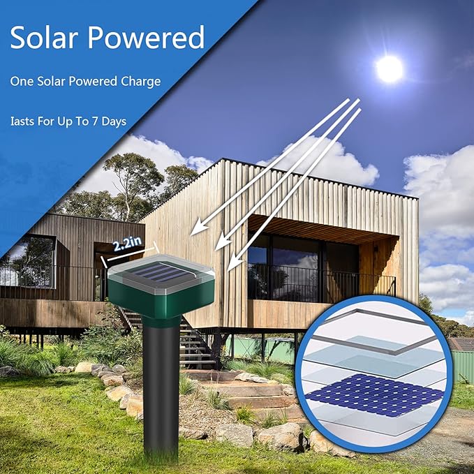 Snake Repellent for Yard & Outdoors - Solar-Powered Sonic Snake Deterrent Devices, Waterproof, Pet Safe Rattlesnake Repellent