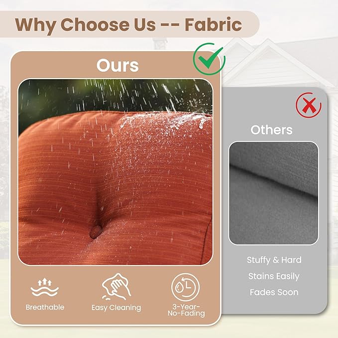 HOOOWOOO Outdoor Patio Furniture Set,10 Pieces Wicker Conversation Set,All Weather Couch Set with Fire Pit Solar Light Table Swivel Chairs Ottoman 9 Seaters for Out Door Yard(Brick Red)