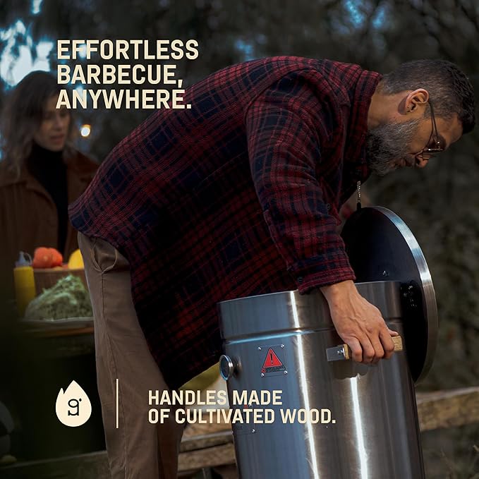 Charcoal Grills - Basic 40 lbs - Stainless Steel Smoker Grill 3-in-1 for Cooking & Home BBQ - Portable Vertical Smoker Barrel for Outdoor & Camping - Meat Grill with Thermometer & Accessories