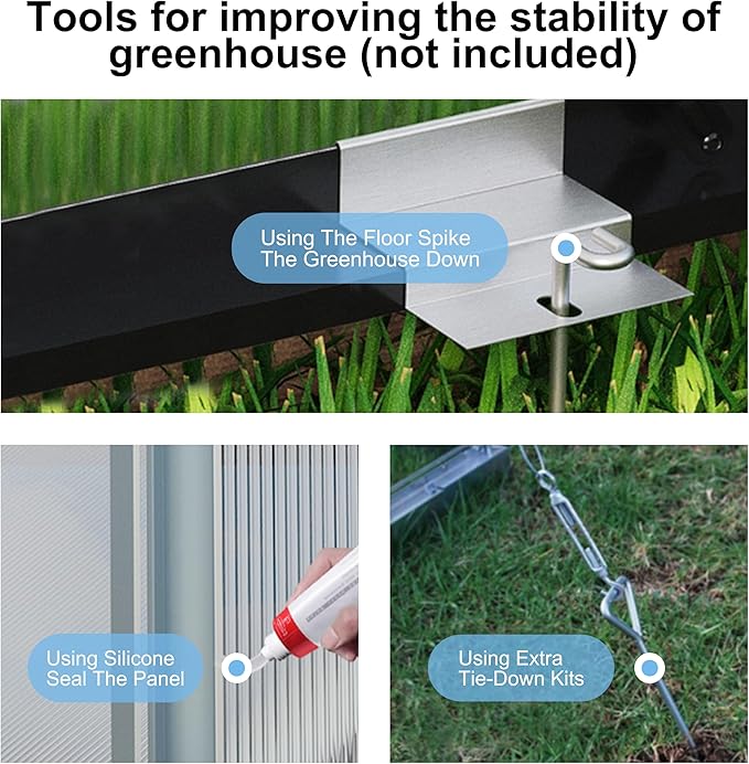 6' x10' Double-Wall Polycarbonate Aluminum Greenhouse Kit for Outdoor, Walk-in Greenhouse with Lockable Door and Adjustable Roof Vent, Backyard Garden in Winter, White