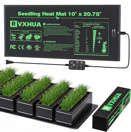 Adjustable Seedling Heat Mat with Temperature Controller, Waterproof Plant Heating Pad Seed Starter Warming Mat for Rapid Seed Germination - 10 x 20.75Inch