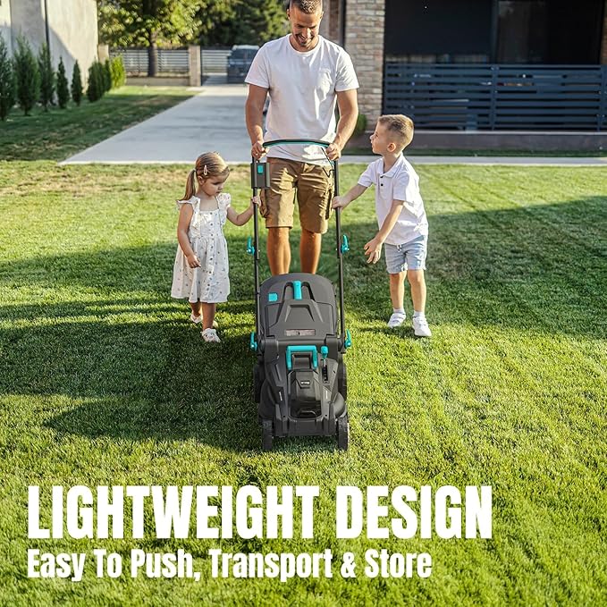 Electric Lawn Mower Cordless, 2x20V 16.1 inch Push Lawn Mower with 6-Position Cutting Height Adjustment, 2x4.0Ah Battery & Dual Charger Included