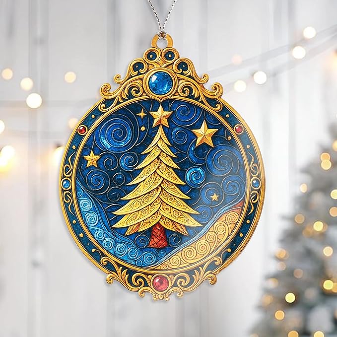 Christmas ornament 2025 - Vintage Christmas ornament - Acrylic xmas ornament - Art ornament - Christmas ornament 2025 - Suncatcher Effect window hanging - car hanging accessories