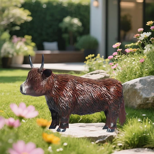 Garden Metal Highland Cow Outdoor Statues Cattle Yard Art Lawn Decoration Outdoor Sculpture Housewarming Birthday Gifts