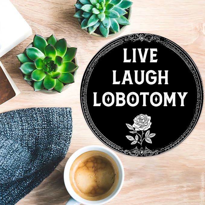 PEACHGARDEN Live Laugh Lobotomy Metal Tin Sign Vintage Gothic Wall Art Retro Plaque Decor Home Bar Bathroom Decor 12x12inch