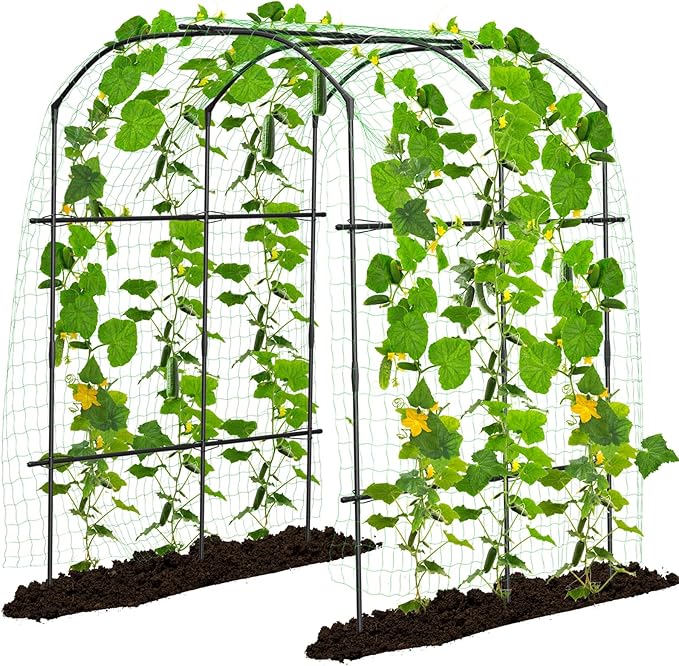 DoCred Tall Garden Arch Trellis for Climbing Plants, 87in Tall Metal Plant Support Trellis Archway for Climbing Vine Vegetable/Fruit/Flower Outdoor Yard Lawn Garden Arch Tunnel Trellis