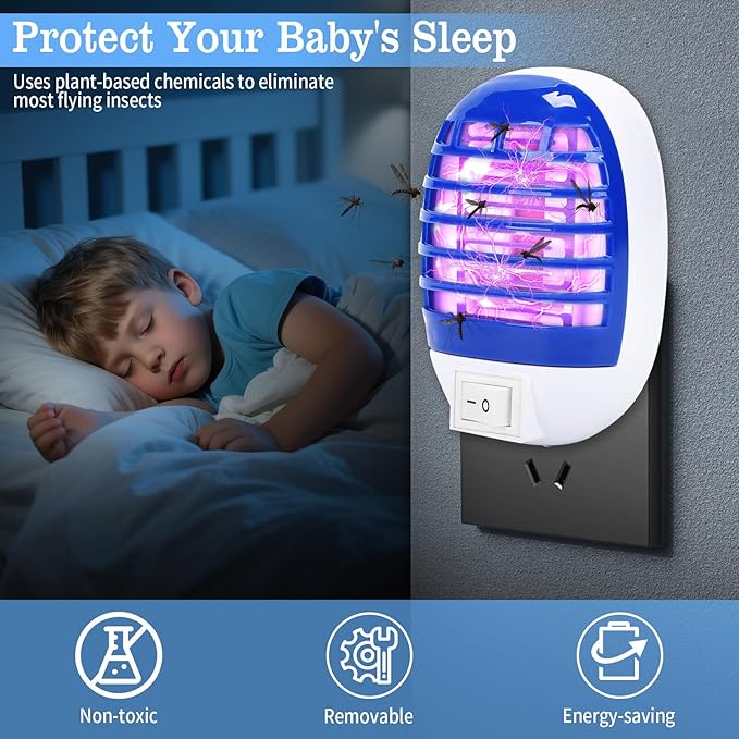 6 Pack Indoor Bug Zapper, Plug-in Electric LED Mosquito Killer - Effective Electronic Insect Zapper for Kitchen, Bedroom, Baby Room, Office | Safe & Quiet Mosquito Trap for Indoor Use (Purple)