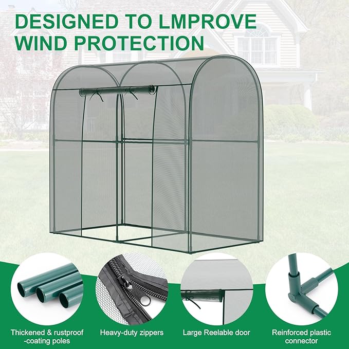 Crop Cages for Garden Plant, 6.6x3.3x6 Ft Plant Protection Tent with Zippered Door, Raised Bed Cover, Garden Bed Cover with Frame, Wind-Resistant Plant Cages for Outdoor Plants Vegetable Flower