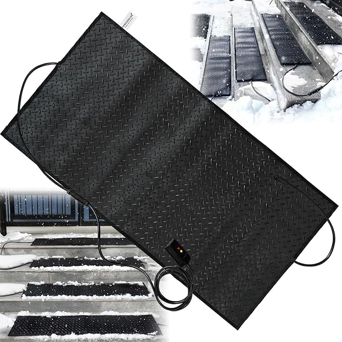 Heated Snow Melting Mats,40x60in Snow Melting Mats Outdoor,Electric Ice Melting Mats for Winter Snow Removal,Heated DrivewayMat for Snow,Heated Walkway Mats Outdoor with 10ft Power Cord