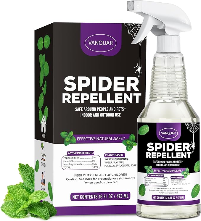 16 oz Peppermint Oil Spider Repellent Spray - Natural Insect Deterrent for Home & Garden