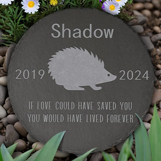 Hedgehog Memorial Stone Hedgehog Garden Statue - Hedgehog Memorial Gifts - Hedgehog Tombstone - Hedgehog Loss Gift - Loss of Pet Hedgehog - Round