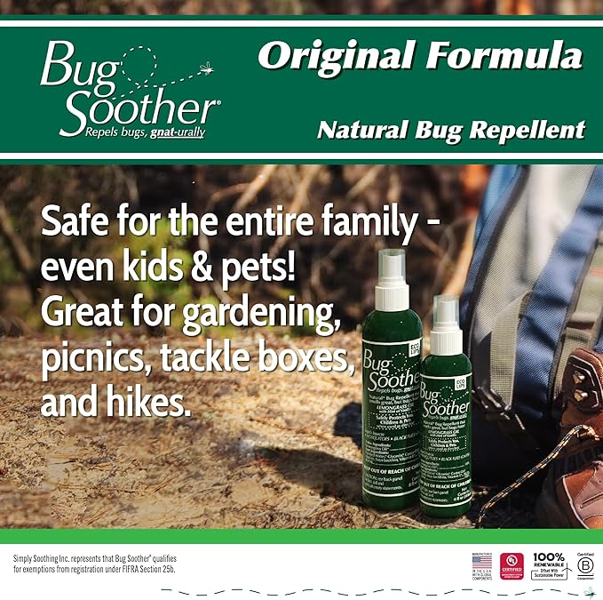 Bug Soother Refill - Natural Insect, Gnat and Mosquito Repellent & Deterrent - 100% DEET-Free Safe Bug Spray for Adults, Kids, Pets, Environment - Includes Free 1 oz. Travel Size. (16 oz.)