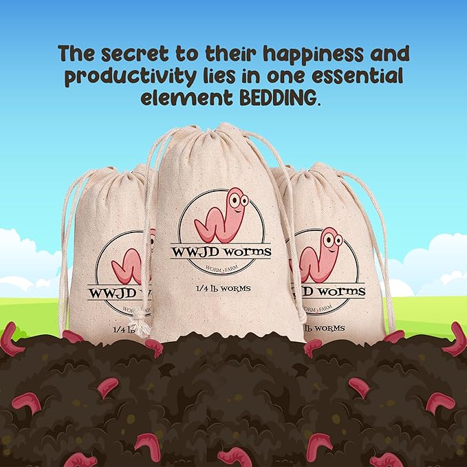 Red Wigglers Composting Worms - 1/4lb Red Worms for Composting Bin, for Plants or Gardening, Compost Worm for Soil Fertility & Worm Farm, Easy to Manage