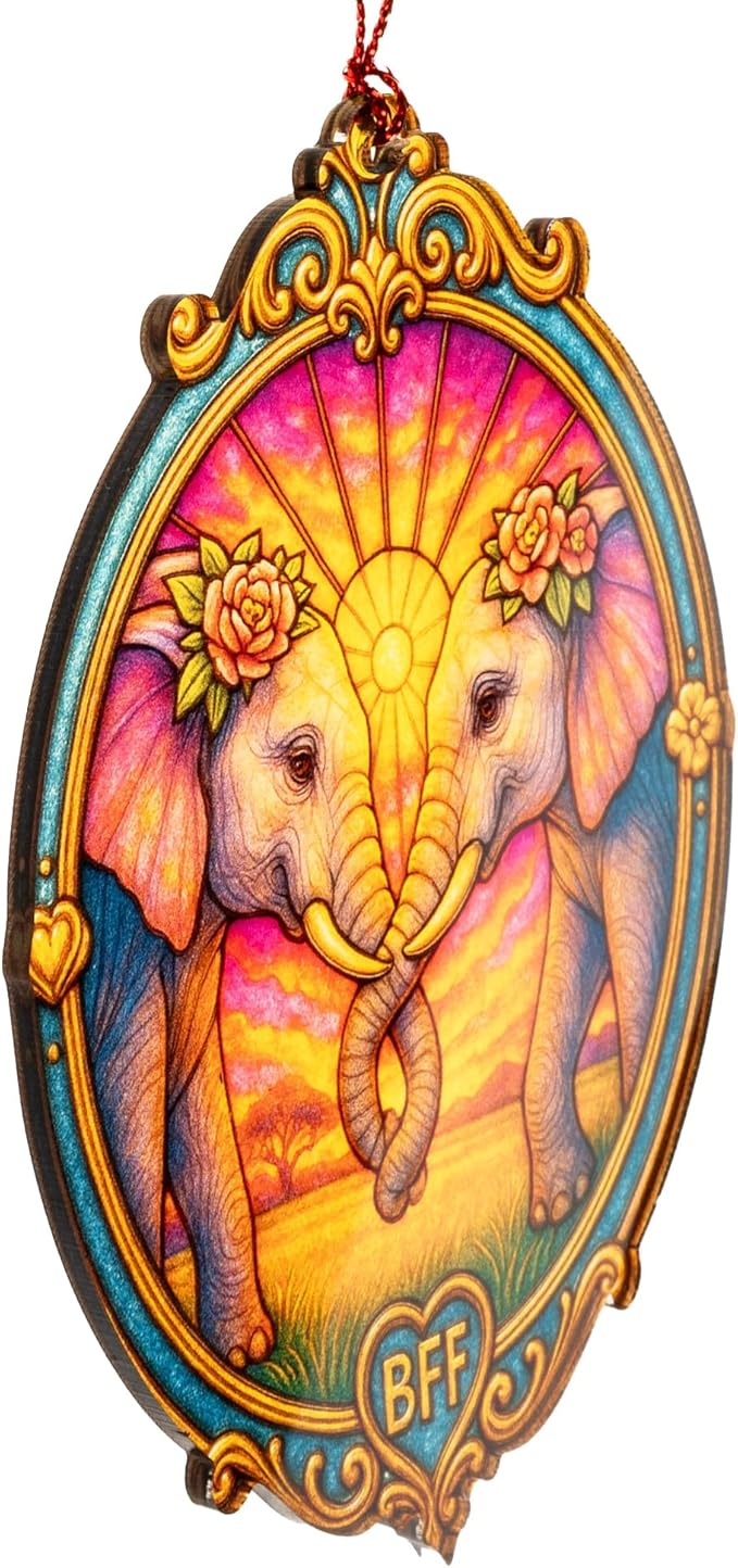 Best friend gifts for women - friendship gifts for women - elephant gifts for women - friend ornaments - Christmas ornament 2025 - Suncatcher Effect window hanging - car hanging