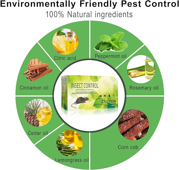 Mouse Repellent Pouches 12 Pack with Peppermint Oil,Mice Deterrent for Indoor Outdoor,Natural Rodent Repellent Get Rid of Rats, Mice, Squirrels - Safe for Pets and Family Rat Repellents for House, Car