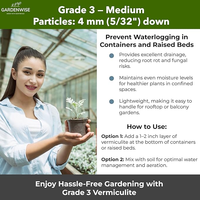 Organic Coarse Vermiculite for Indoor Gardening Plants and Mushrooms – Enhances Soil Aeration, Seed Germination, Rooting Cuttings – Small Packages and Bulk (Vermiculite Grade 3 – Medium, 5 qt)