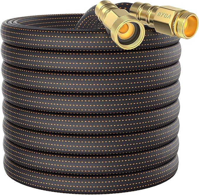 10FT Lightweight Flexible Garden Hose,Non-Slip Handles,Non-kink Hose,Solid Brass Fitting for Boats, RV Water Hose,Marine Washdown,Lawn,Garden,Leakproof TPE Hose (OrangeBlack, 10 FT)